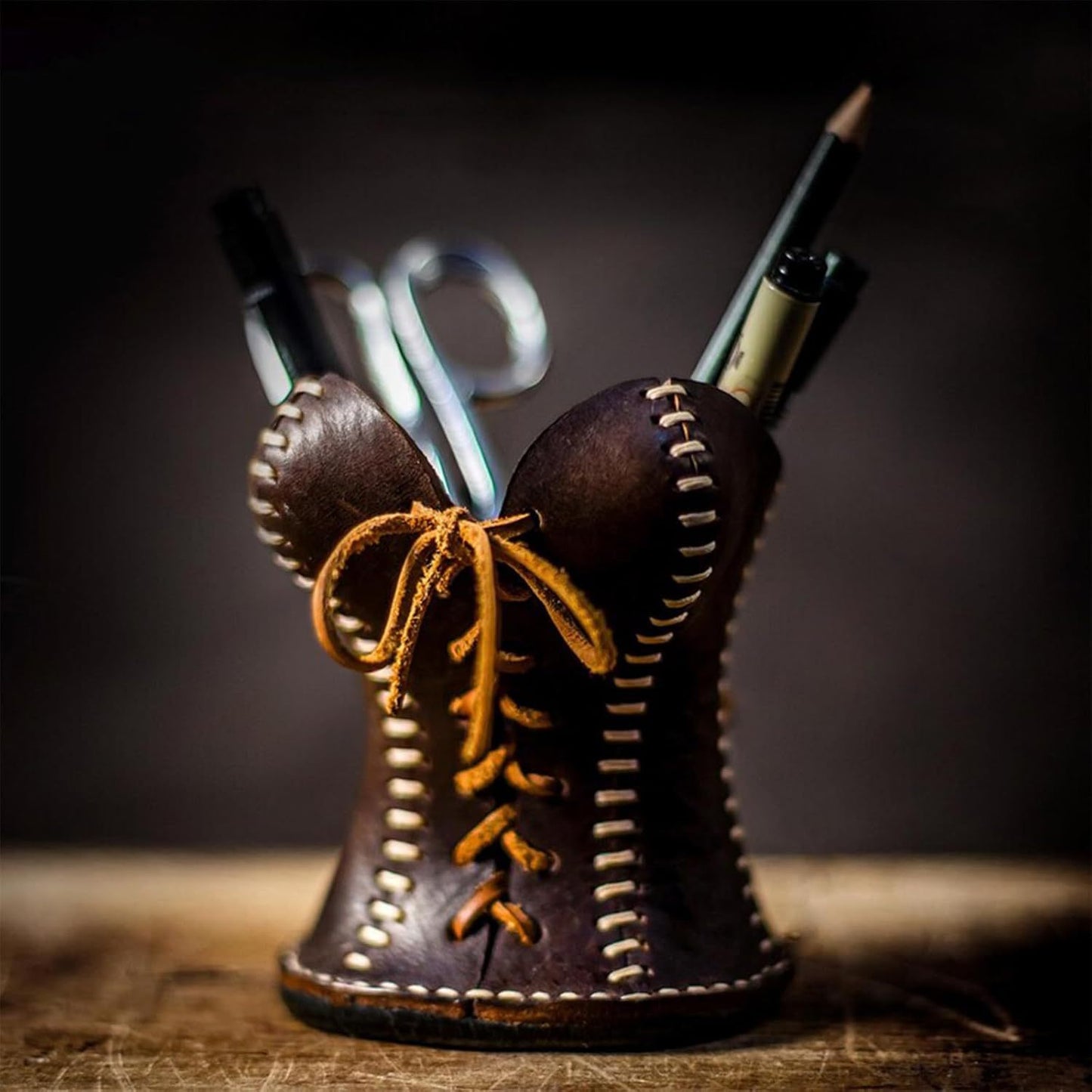 Leather Corset Pen Holder