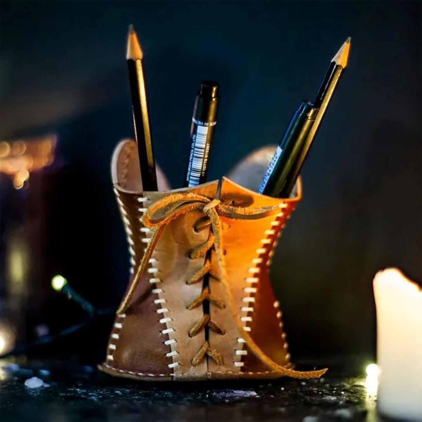 Leather Corset Pen Holder